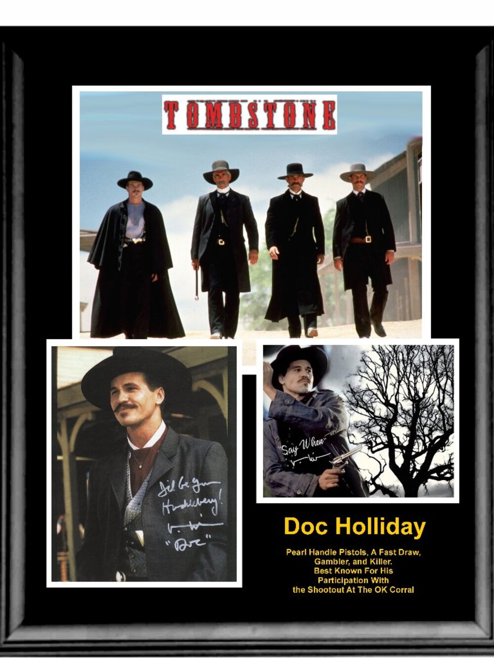 Doc Holliday Photo Collage 16 x 20 Inches FRamed Old WEst Tombstone